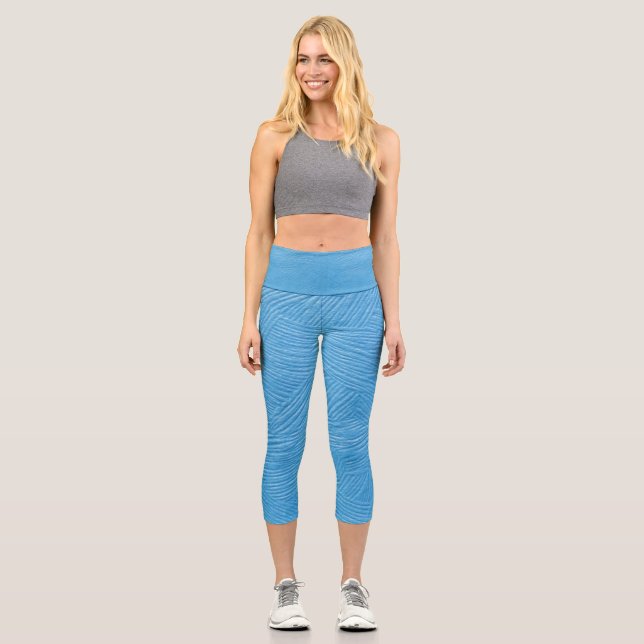Light blue texture Capri leggings (Front)