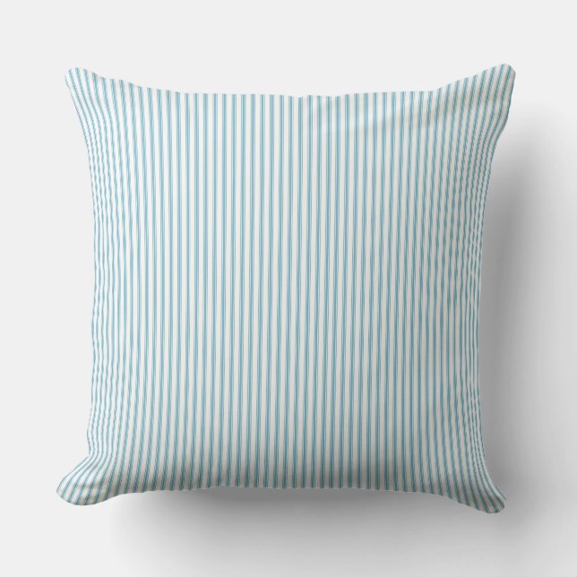 Light Blue Ticking Stripe  Throw Pillow (Front)