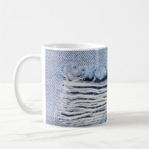 Light blue torn Jeans texture. Coffee Mug