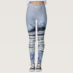 Light Blue Torn Jeans Texture Leggings