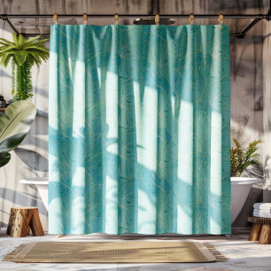 Light blue tropical palm leaves pattern