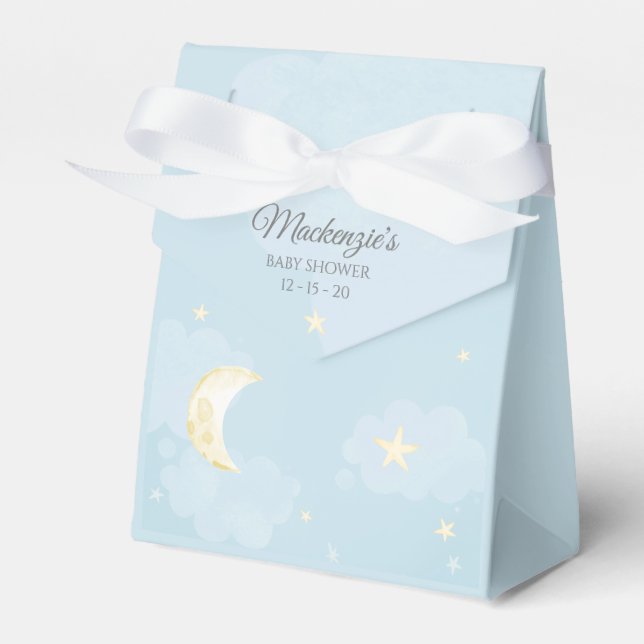 Light Blue Twinkle Little Star Sky Baby Shower Favor Box (Front Side)