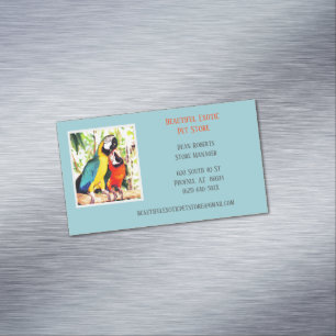Light Blue Veterinary/ Animal Pet Store Parrots Magnetic Business Card