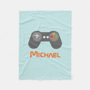 Light Blue Video Game Controller Fleece Blanket
