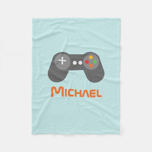 Light Blue Video Game Controller Fleece Blanket (Front)