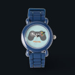 Light Blue Video Game Controller Watch<br><div class="desc">This fun watch features a cool vector illustration of a video games controller and can be personalized with your child's name,  monogram,  initial,  or any text of your choice for a perfect custom gift.</div>