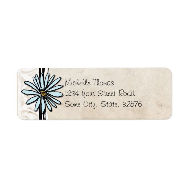 Light Blue Vintage Daisy Wedding Address (Front)