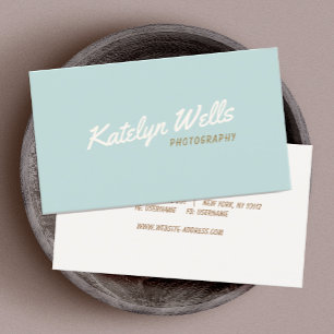Light Blue Vintage Handwritten Script Typography Business Card