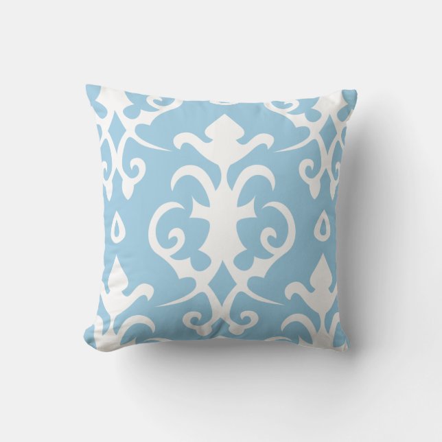 Light Blue Vintage Pattern Damask Pillow (Front)