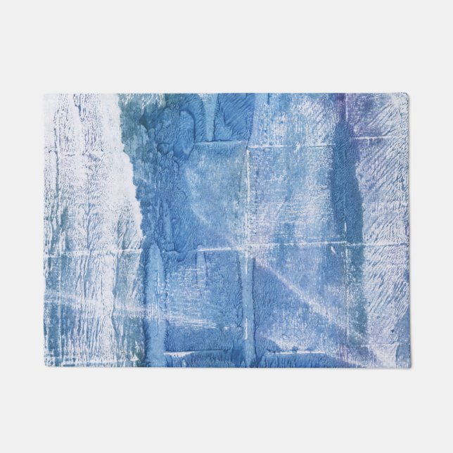 Light blue watercolor art doormat (Front)