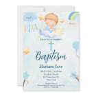 Light Blue Watercolor Cute Sleeping Baby Baptism