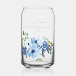 Light Blue Watercolor Floral Bridal Shower Custom Can Glass<br><div class="desc">Personalized Chic Light Blue Watercolor Floral Bridal Shower Custom Can Glass</div>