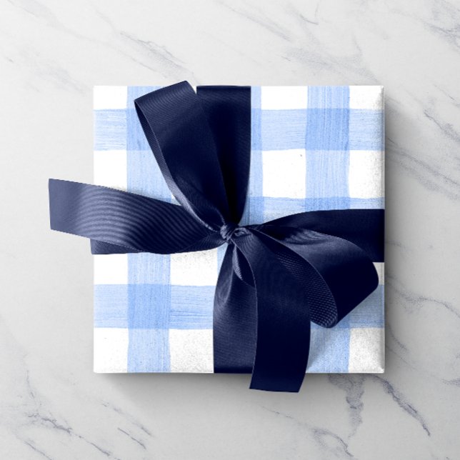 Light Blue Watercolor Gingham Wrapping Paper (Creator Uploaded)
