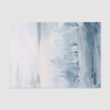 Light blue watercolor landscape snow clouds