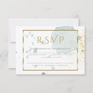 Light Blue Watercolor Splatters Meal Choice RSVP Card