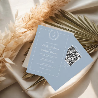 Light Blue Wedding Invitation QR Code