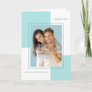 Light Blue Wedding Thank You with Photo Card