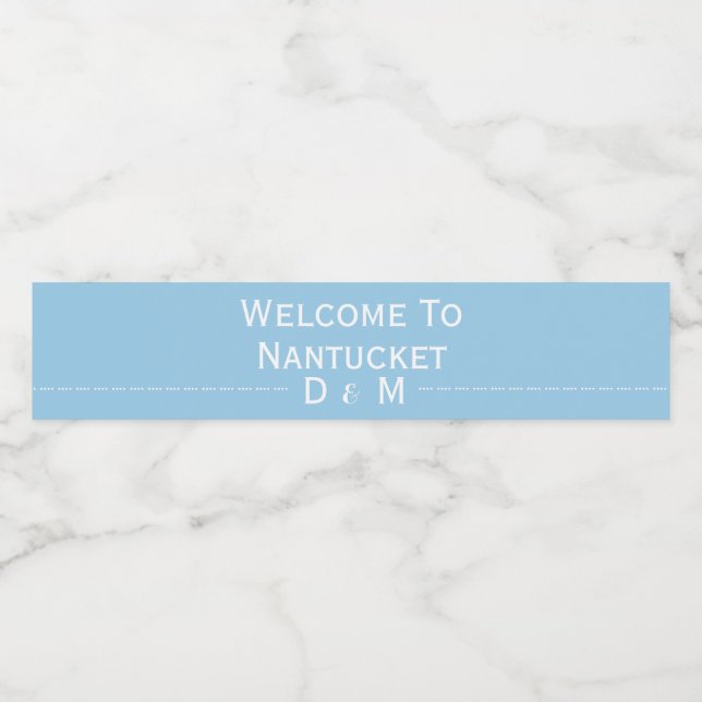 Light Blue Welcome To Our Wedding Water Bottle Label (Single Label)