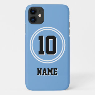 Light Blue White Black Sports Number 10 Name Case-Mate iPhone Case