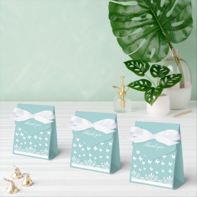 Light blue White butterflies Wedding Thank you Favor Box (Multiple)