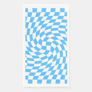 Light Blue & White Chequered Chequerboard Pattern  Napkin