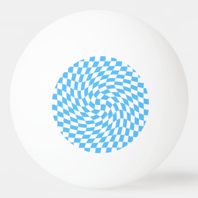 Light Blue & White Chequered Chequerboard Pattern  Ping Pong Ball (Front)