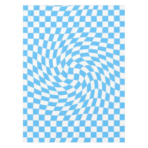Light Blue & White Chequered Chequerboard Pattern  Tablecloth