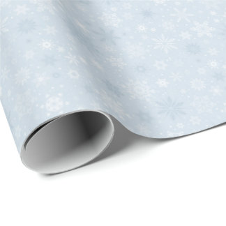 Light Blue White Christmas Snowflake Pattern Wrapping Paper