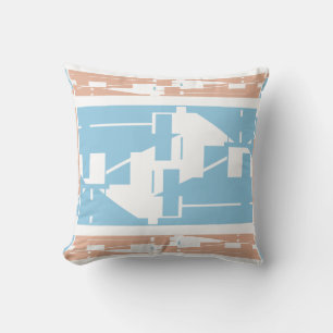 Light Blue White Coral Mediterranean Mosaic Motif Throw Pillow
