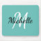 Light Blue & White Custom Monogram Mousepad