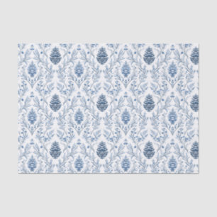 Light Blue & White Damask with Pine Cones Tissue Paper