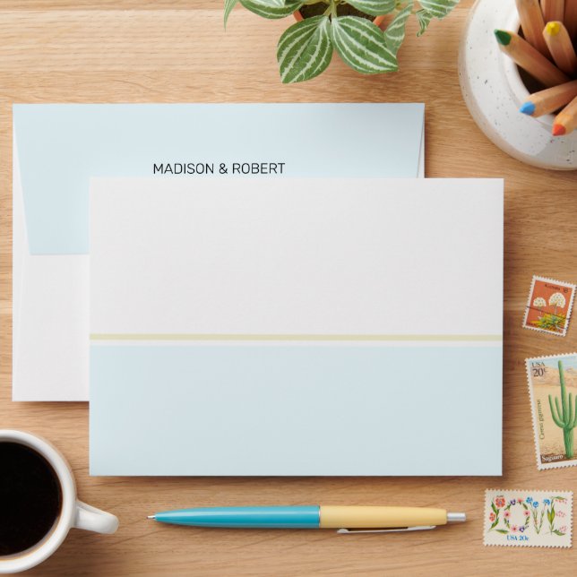 Light Blue White Elegant Personalized Envelope (Desk)