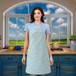 Light blue white floral pattern name apron<br><div class="desc">A light blue background,  decorated with painted white flowers.   Personalize and add a name.</div>