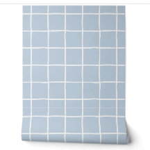Light Blue White Grid Chequered Scandi Minimalist