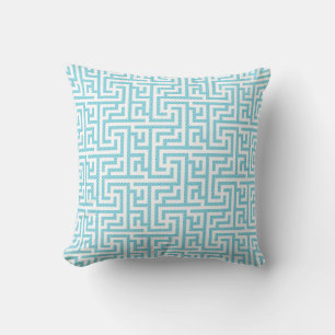 Light Blue & White Labyrinth Throw Pillow