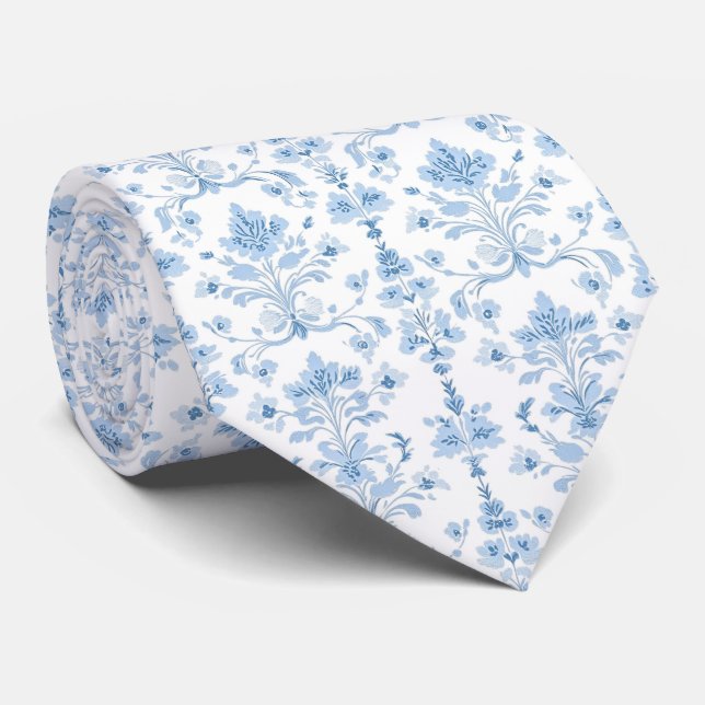  Light blue white neck tie (Rolled)