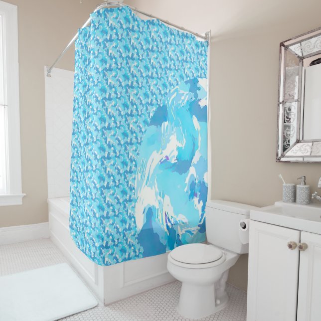 Light blue & White Ocean Abstract Art (In Situ)