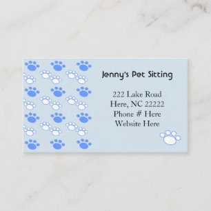 Light Blue & White Paw Business Cards