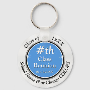 Light Blue, White Personalized 40th Class Reunion Keychain