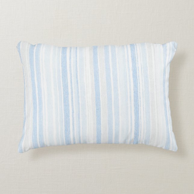 Light Blue White Plaid Stripes  Accent Pillow (Front)