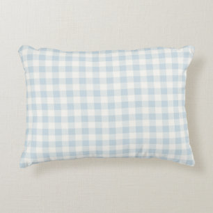 Light Blue White Plaid Stripes Accent Pillow