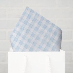 Light Blue White Plaid Stripes Bridal Shower Tissue Paper