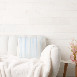Light Blue White Plaid Stripes Throw Pillow
