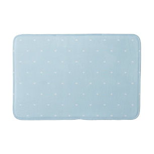 Light Blue White snowflakes minimalist pattern Bath Mat