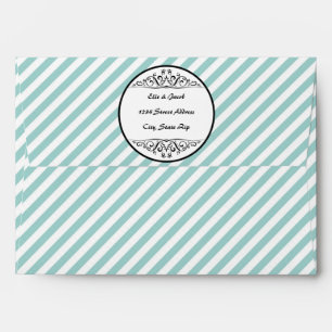 Light Blue White Striped Flourish Envelope