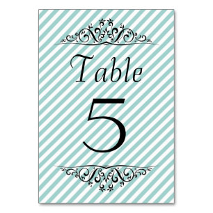 Light Blue White Striped Table Card