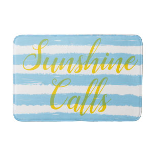 Light Blue White Stripes Bath Mat