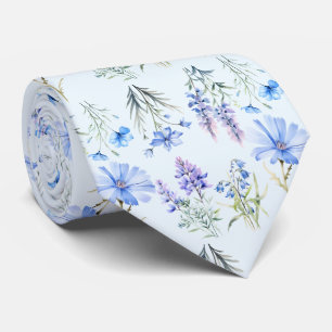 Light Blue Wildflowers Neck Tie