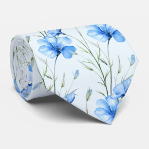 Light Blue Wildflowers Neck Tie