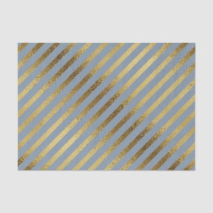 Light Blue with Diagonal Gold Stripes Tissue Paper